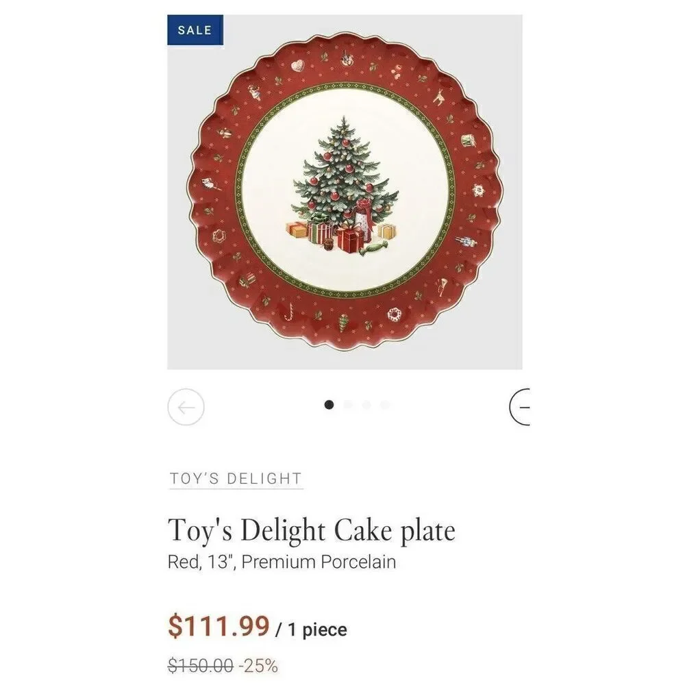 Villeroy & Boch Toy's Delight Large Cake Plate 33cm 14-8585-2200 Christmas